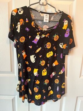 Disney Parks Mickey Halloween Treats Lattice V-Neck Top - Small